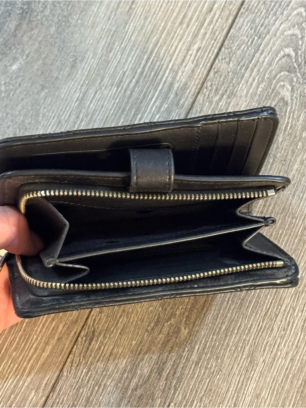 kate spade Black Quilted Leather Wallet with Gold Logo